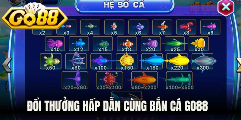 Đổi thưởng hấp dẫn cùng bắn cá Go88 